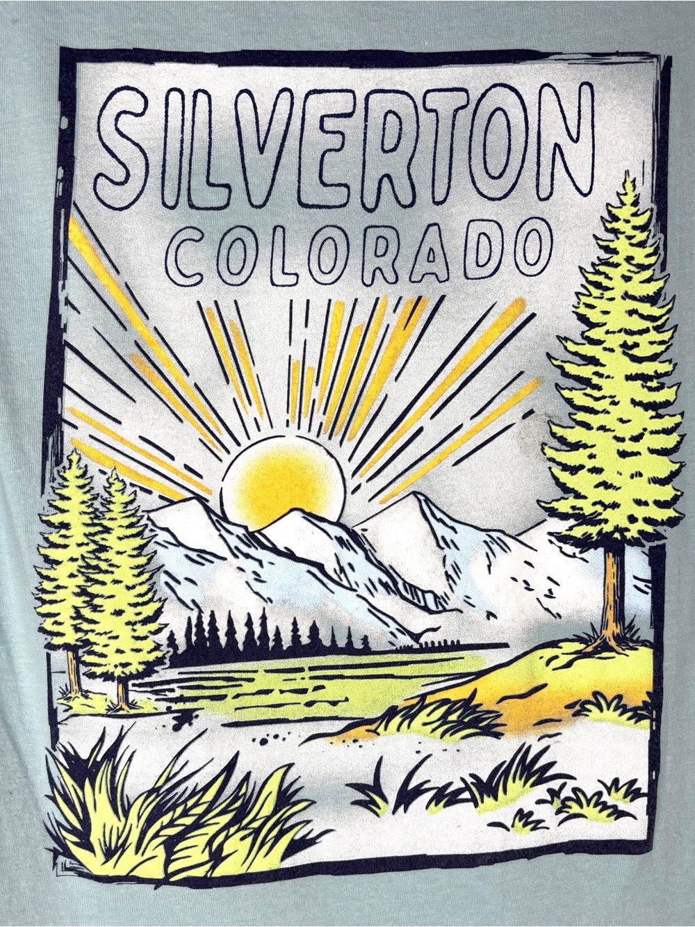 Silverton Colorado Graphic Tee - Sunrise Mountain Scene Small t-shirt Gorpcore
